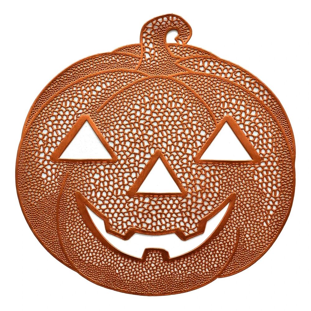 Pressed Vinyl Placemats for Halloween/Fall Orange/Pumpkin Jack O Lantern 14"